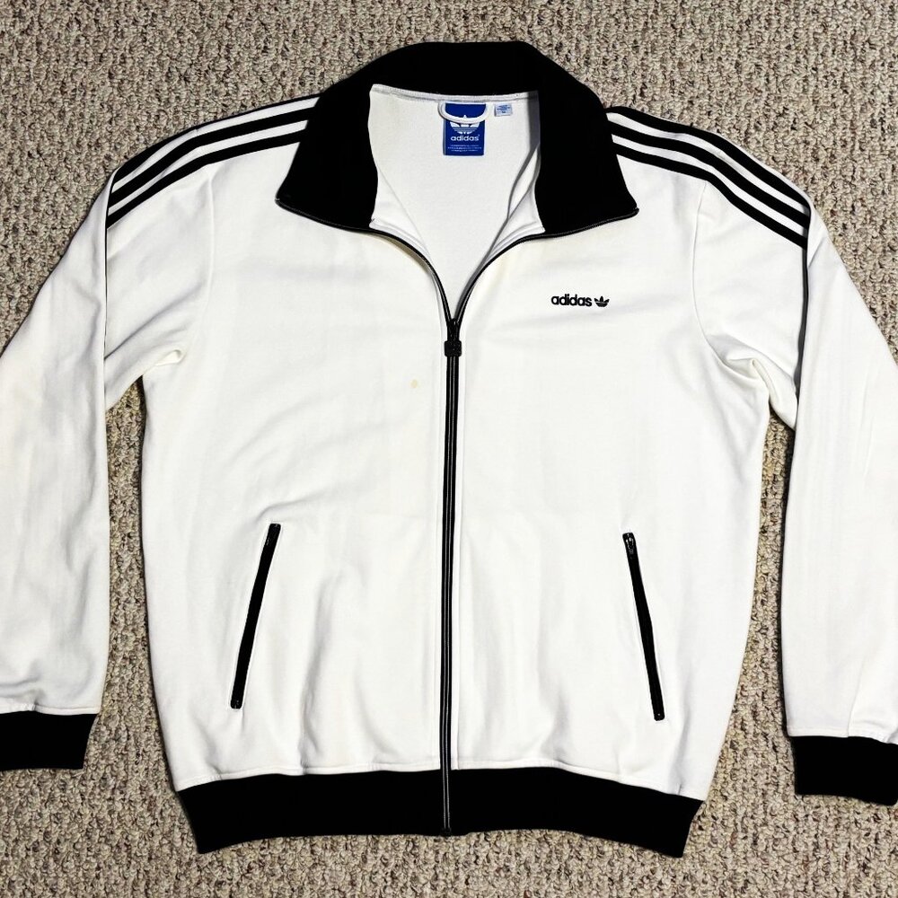 Adidas Originals Beckenbauer Mens White W/ Black Stripes XL Track Jacket Trefoil